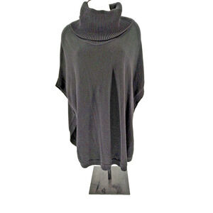 Sisters Woman's Black Cowl Neck Poncho Sweater Size XL Open Side & Bottom Button